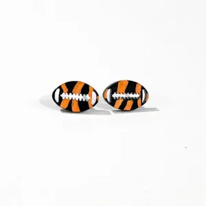 Cincinnati Bengals Orange & Black Striped Football Studs