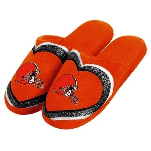 Cleveland Browns Womens Glitter Slide Slipper