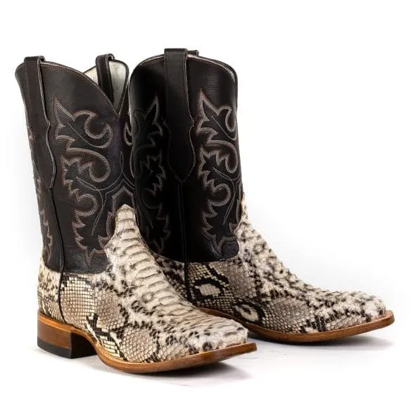 Cowtown Men's Natural Python Back Cut Square Toe Boots Q818