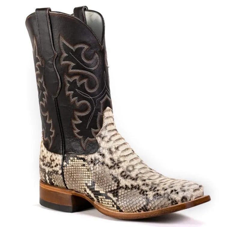 Cowtown Men's Natural Python Back Cut Square Toe Boots Q818