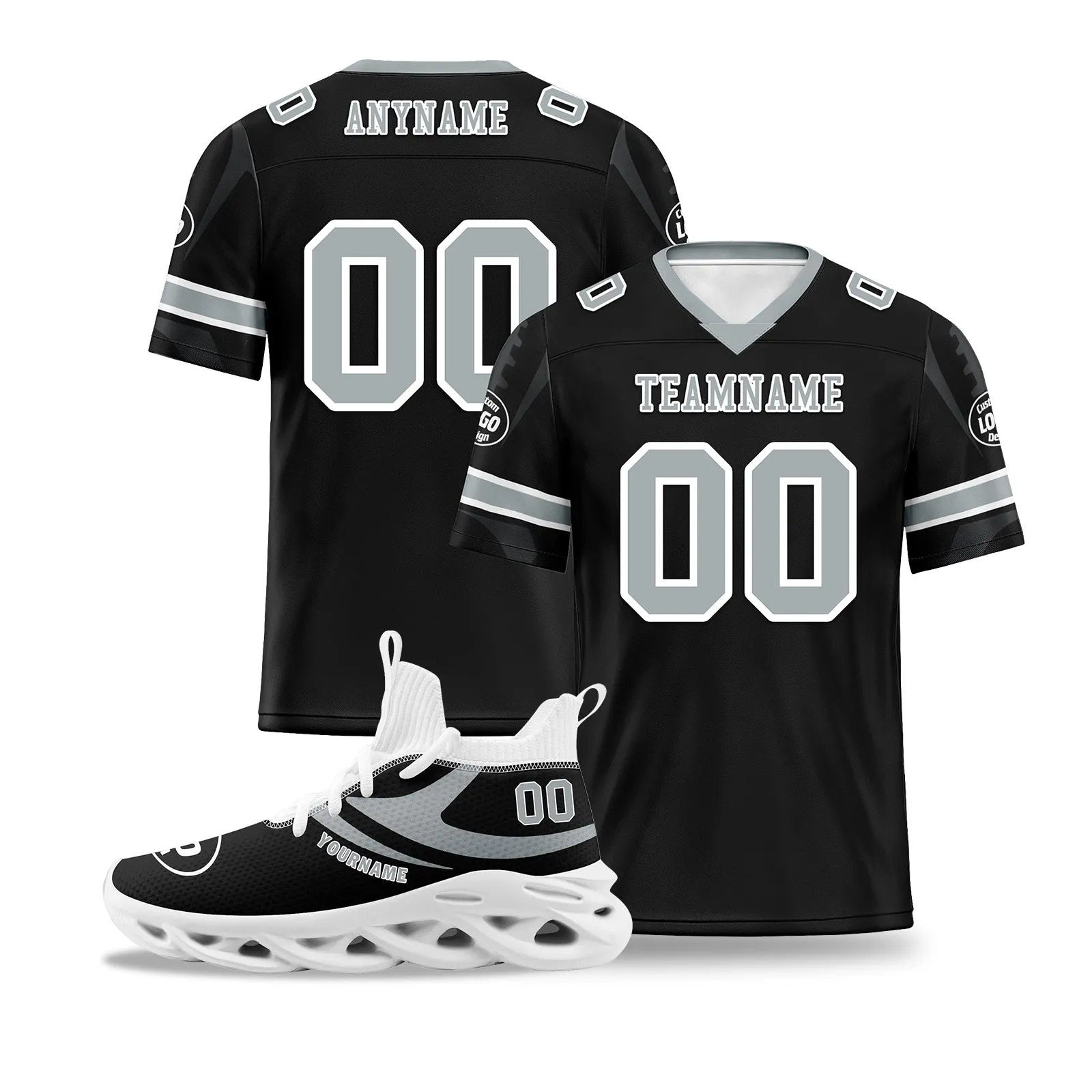 Custom Black Las Vegas Football Jersey and Sports Shoes Combo Offer Personalized Combo ZH-D025008-23