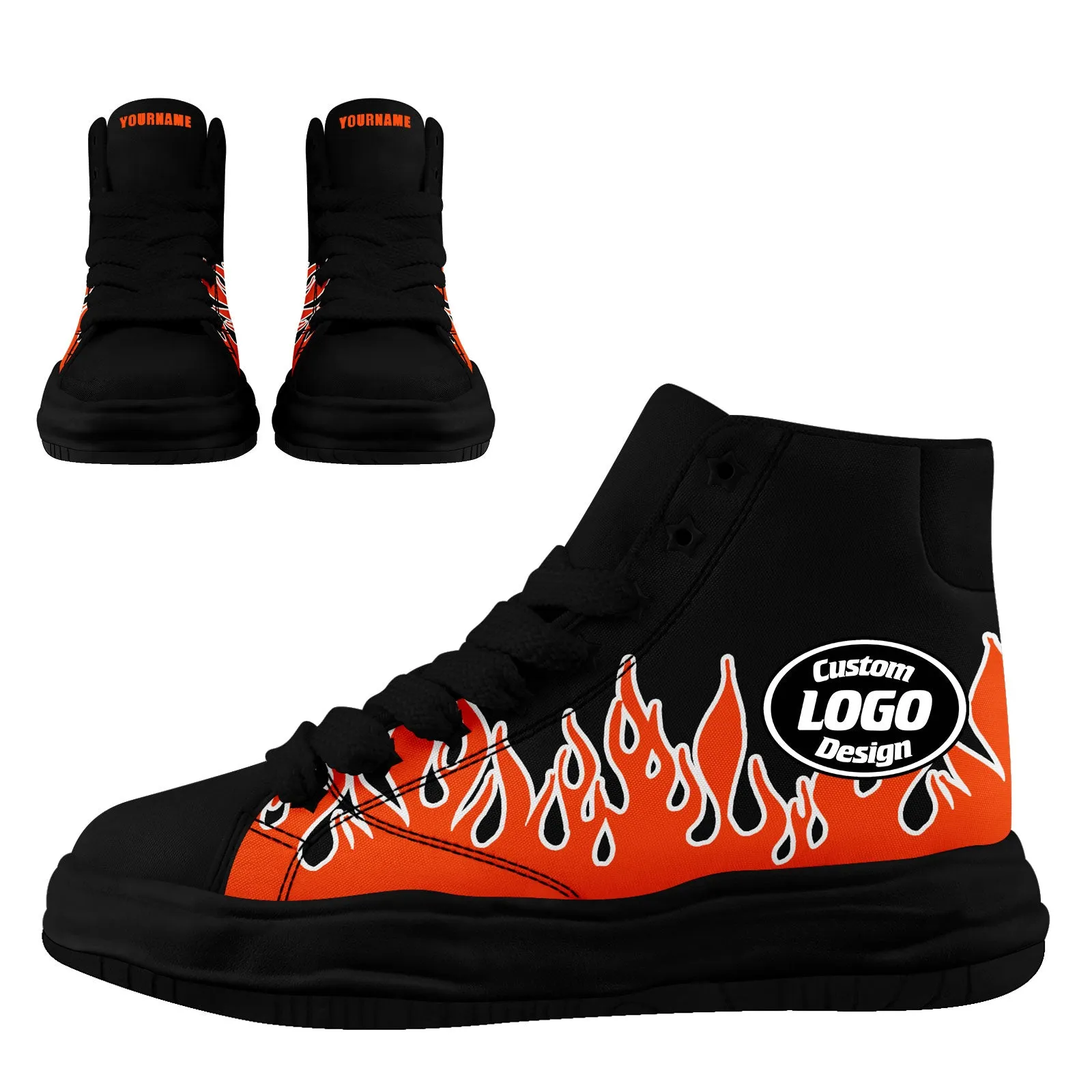 Custom Black Orange Cincinnati Football Jersey and Firesoul Sports Shoes Combo Offer Personalized Combo ZH-D020273-6