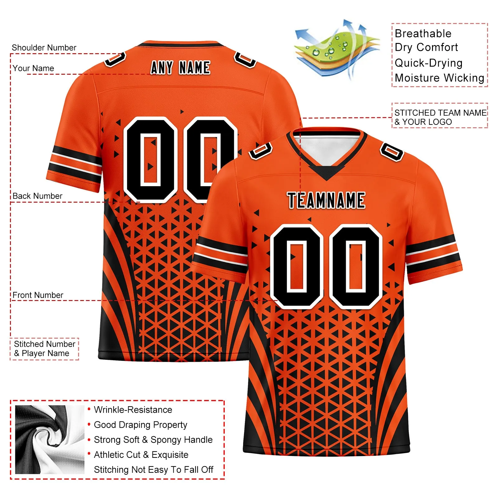 Custom Black Orange Ohio Football Jersey and Sports Shoes Combo Offer Personalized Combo ZH-D023031-6