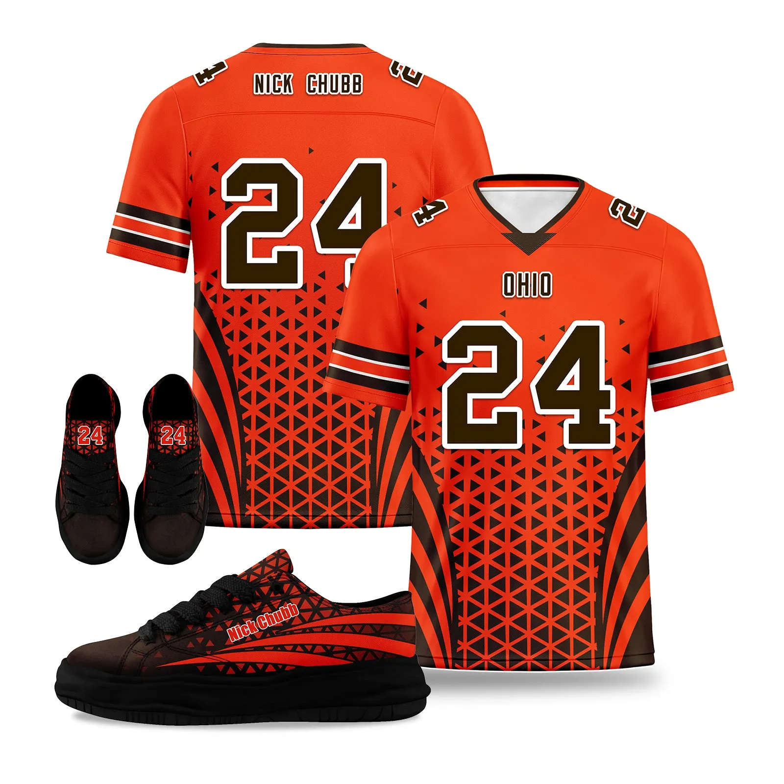 Custom Black Orange Ohio Football Jersey and Sports Shoes Combo Offer Personalized Combo ZH-D023031-8