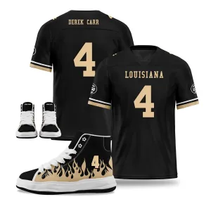 Custom Black Yellow New Orleans Football Jersey and Firesoul Sports Shoes Combo Offer Personalized Combo ZH-D020273-19