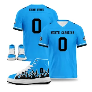 Custom Blue Black Carolina Football Jersey and Firesoul Sports Shoes Combo Offer Personalized Combo ZH-D020273-5