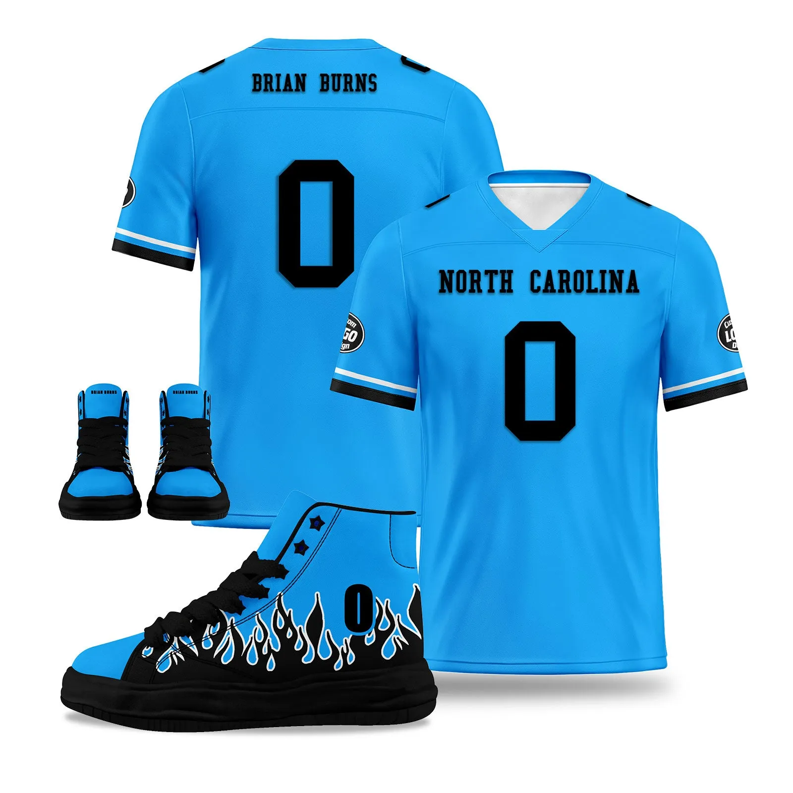 Custom Blue Black Carolina Football Jersey and Firesoul Sports Shoes Combo Offer Personalized Combo ZH-D020273-5