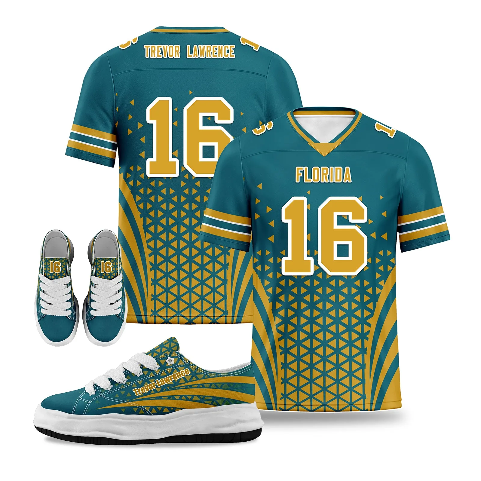 Custom Blue Black Florida Football Jersey and Sports Shoes Combo Offer Personalized Combo ZH-D023031-16