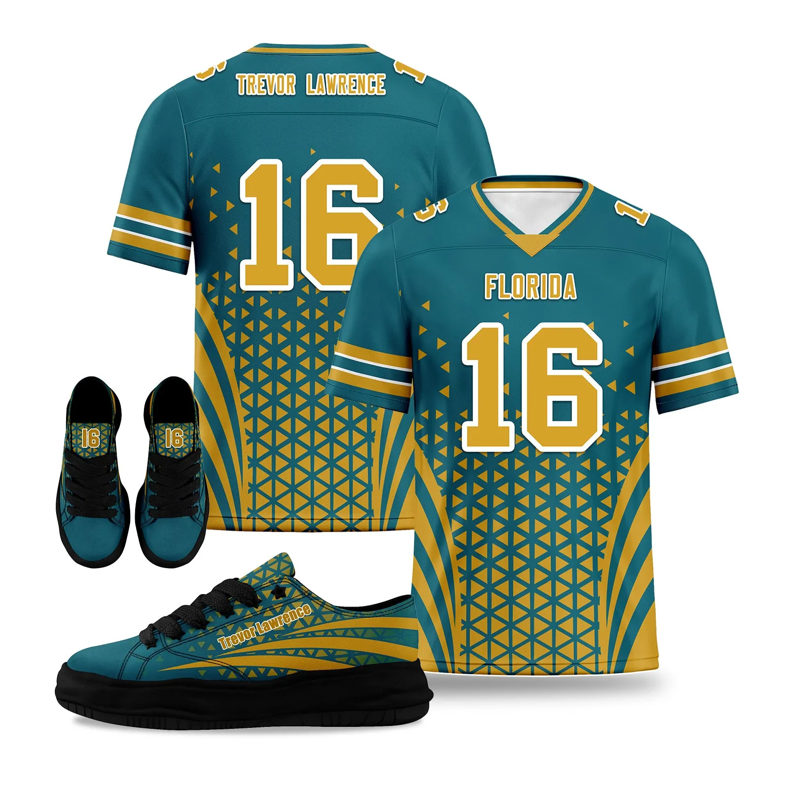 Custom Blue Black Florida Football Jersey and Sports Shoes Combo Offer Personalized Combo ZH-D023031-16