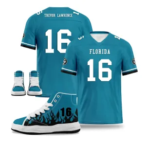 Custom Blue Black Jacksonville Football Jersey and Firesoul Sports Shoes Combo Offer Personalized Combo ZH-D020273-16