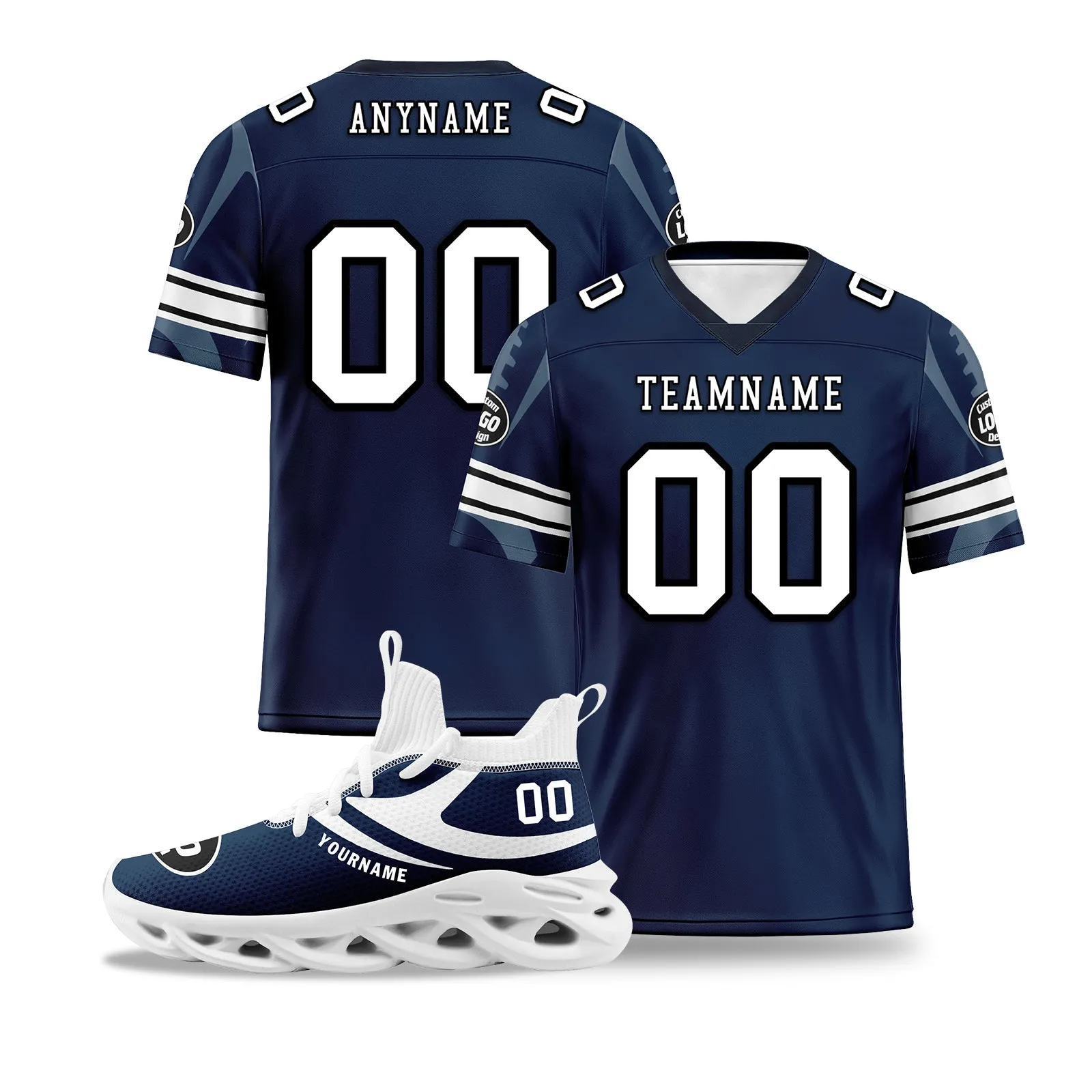 Custom Blue Dallas Football Jersey and Sports Shoes Combo Offer Personalized Combo ZH-D025008-8