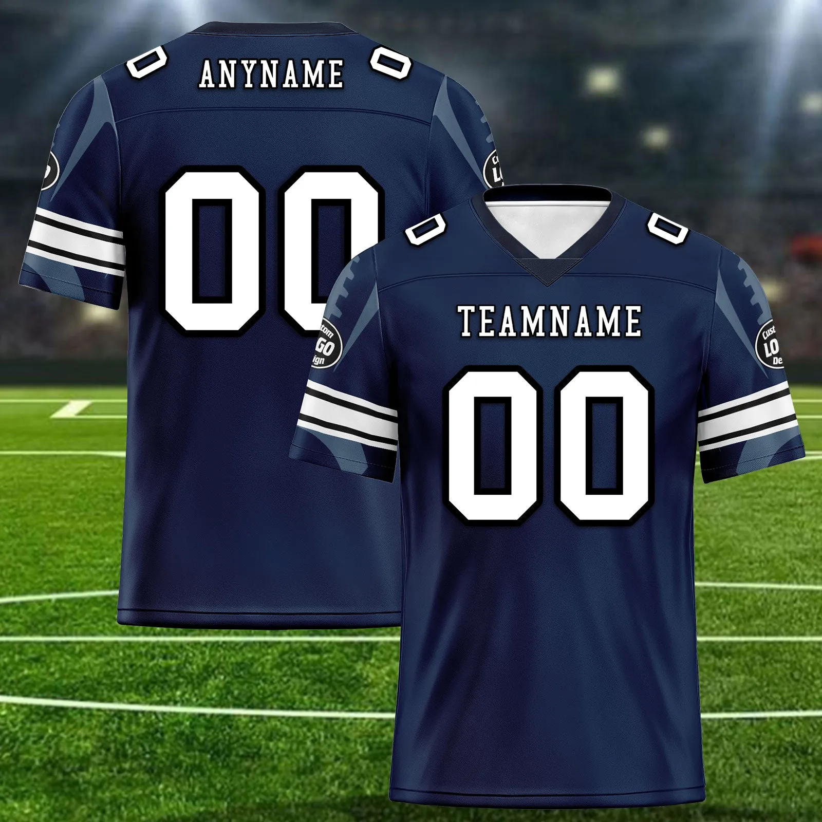 Custom Blue Dallas Football Jersey and Sports Shoes Combo Offer Personalized Combo ZH-D025008-8