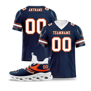 Custom Blue Denver Football Jersey and Sports Shoes Combo Offer Personalized Combo ZH-D025008-12