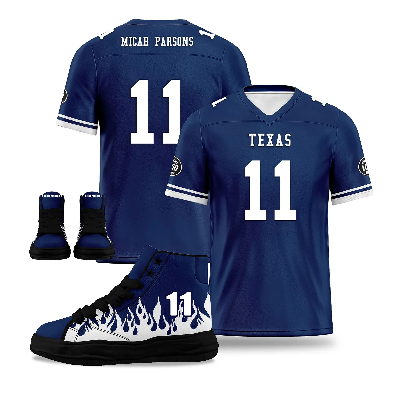 Custom Blue White Dallas Football Jersey and Firesoul Sports Shoes Combo Offer Personalized Combo ZH-D020273-9