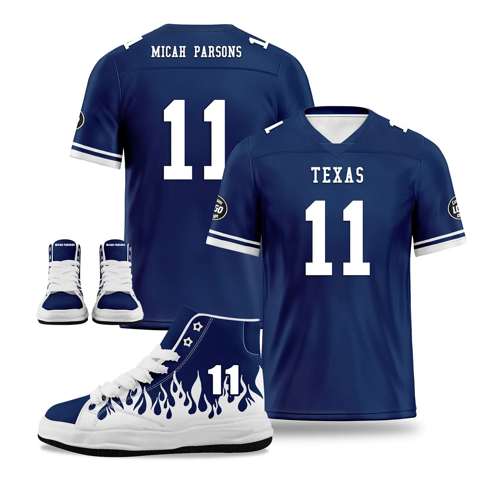 Custom Blue White Dallas Football Jersey and Firesoul Sports Shoes Combo Offer Personalized Combo ZH-D020273-9