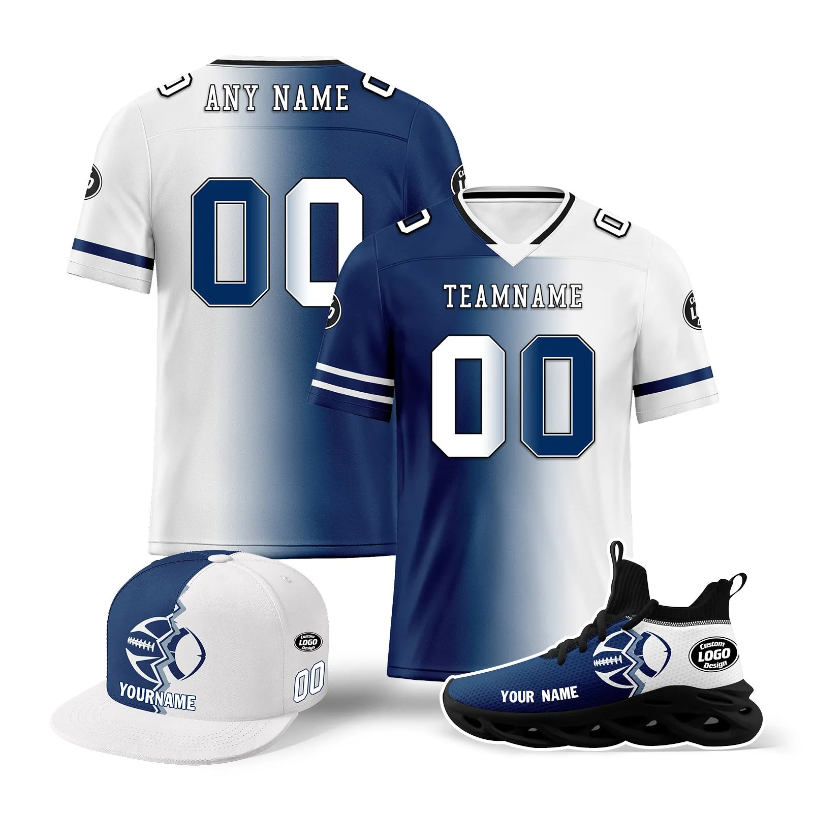 Custom Blue White Indiana Football Jersey MaxSoul Shoes and Hat Combo Offer Personalized Combo ZH-D028018-23