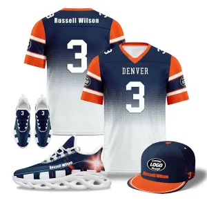 Custom Blue White Orange Denver Football MaxSoul Shoes and Hat Combo Offer Personalized Combo ZH-D020268-10