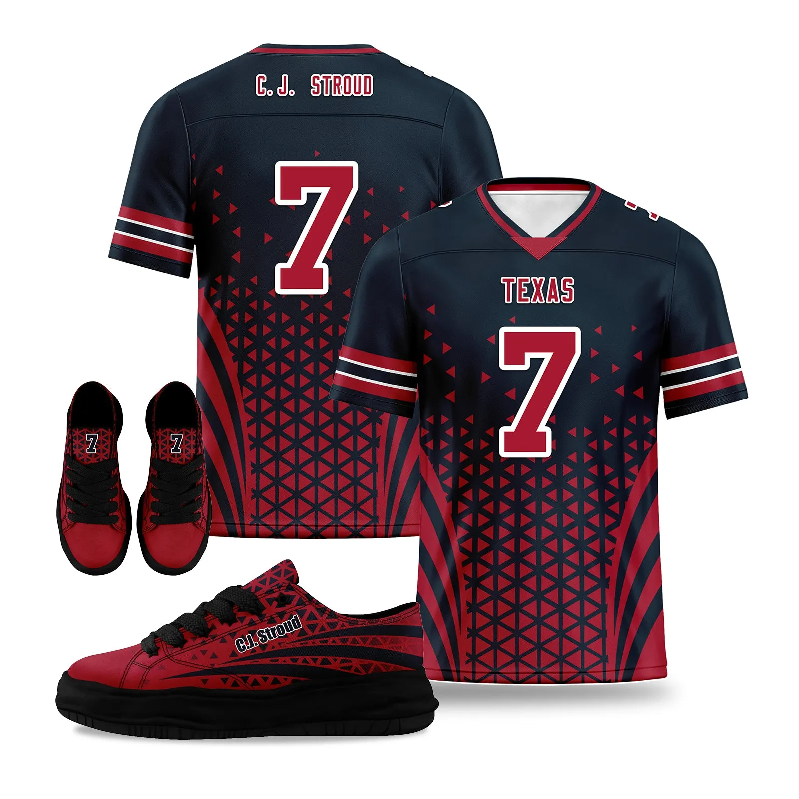 Custom Blue White Texas Football Jersey and Sports Shoes Combo Offer Personalized Combo ZH-D023031-12