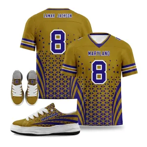 Custom Blue Yellow Maryland Football Jersey and Sports Shoes Combo Offer Personalized Combo ZH-D023031-2