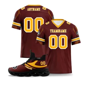 Custom Crimson Washington Football Jersey and Sports Shoes Combo Offer Personalized Combo ZH-D025008-29