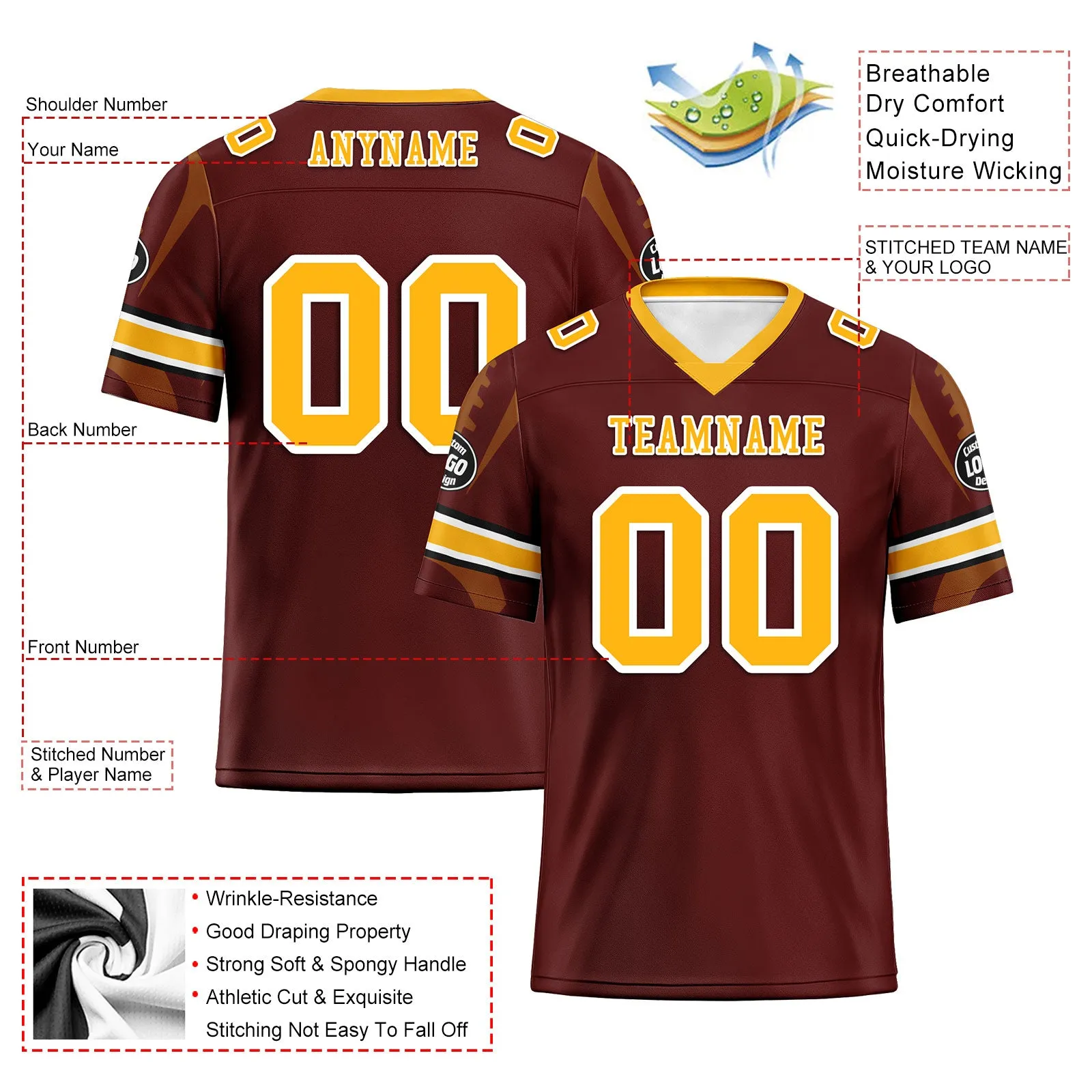 Custom Crimson Washington Football Jersey and Sports Shoes Combo Offer Personalized Combo ZH-D025008-29