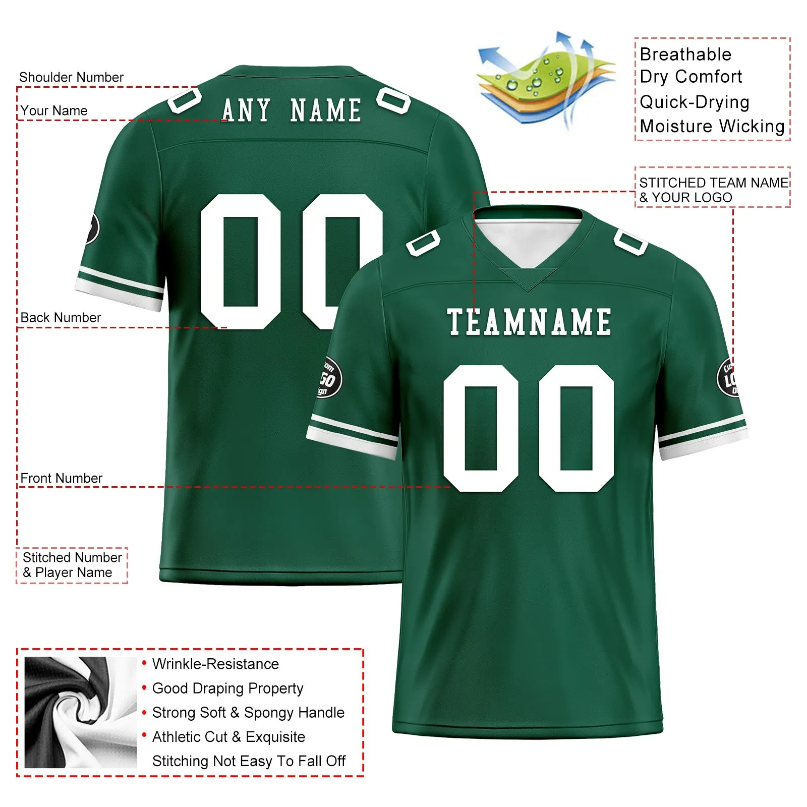 Custom Green White New York Football Jersey and Firesoul Sports Shoes Combo Offer Personalized Combo ZH-D020273-28