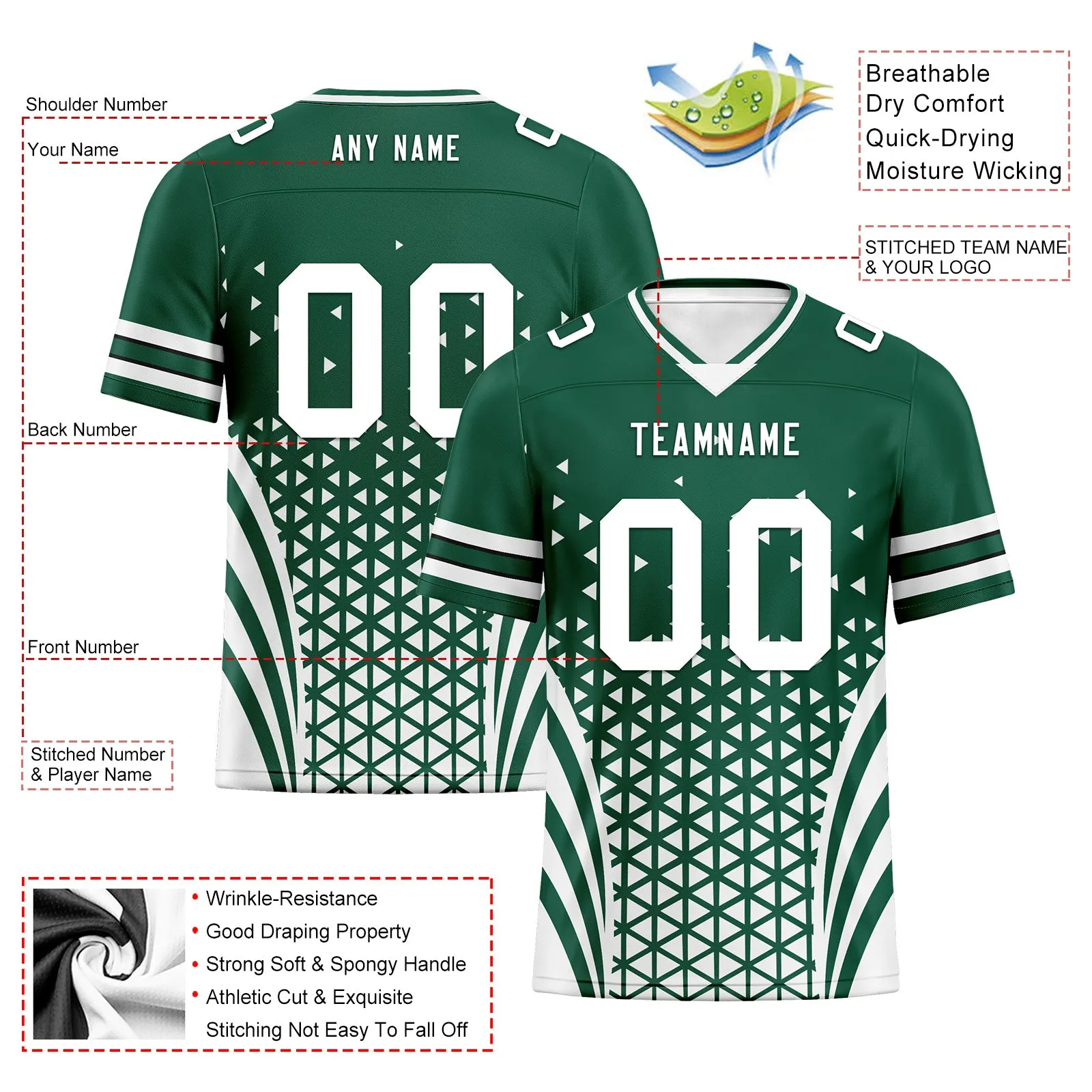 Custom Green White New York Football Jersey and Sports Shoes Combo Offer Personalized Combo ZH-D023031-28