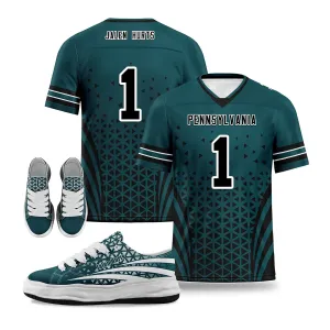 Custom Green White Pennsylvania Football Jersey and Sports Shoes Combo Offer Personalized Combo ZH-D023031-23