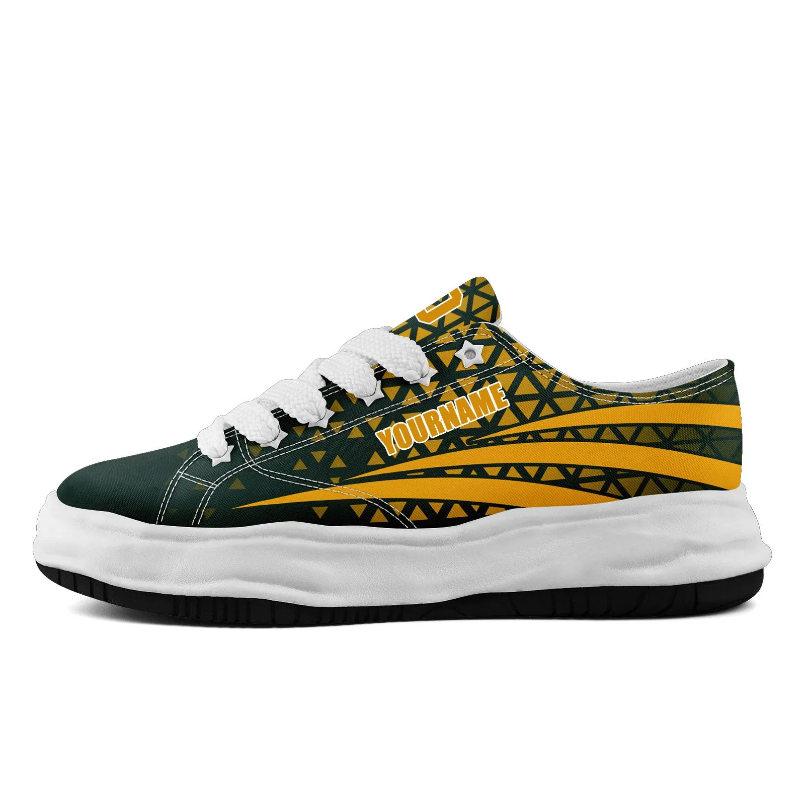 Custom Green Yellow Wisconsin Football Jersey and Sports Shoes Combo Offer Personalized Combo ZH-D023031-13