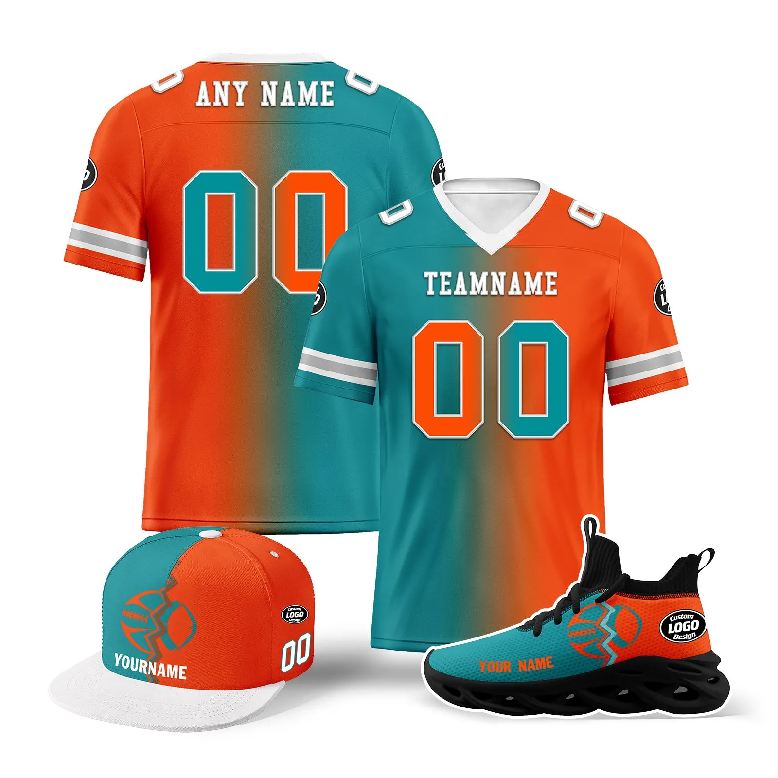 Custom Orange Blue Florida Football Jersey MaxSoul Shoes and Hat Combo Offer Personalized Combo ZH-D028018-28