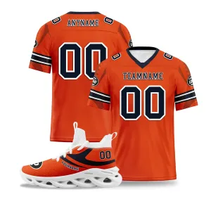 Custom Orange Chicago Football Jersey and Sports Shoes Combo Offer Personalized Combo ZH-D025008-7