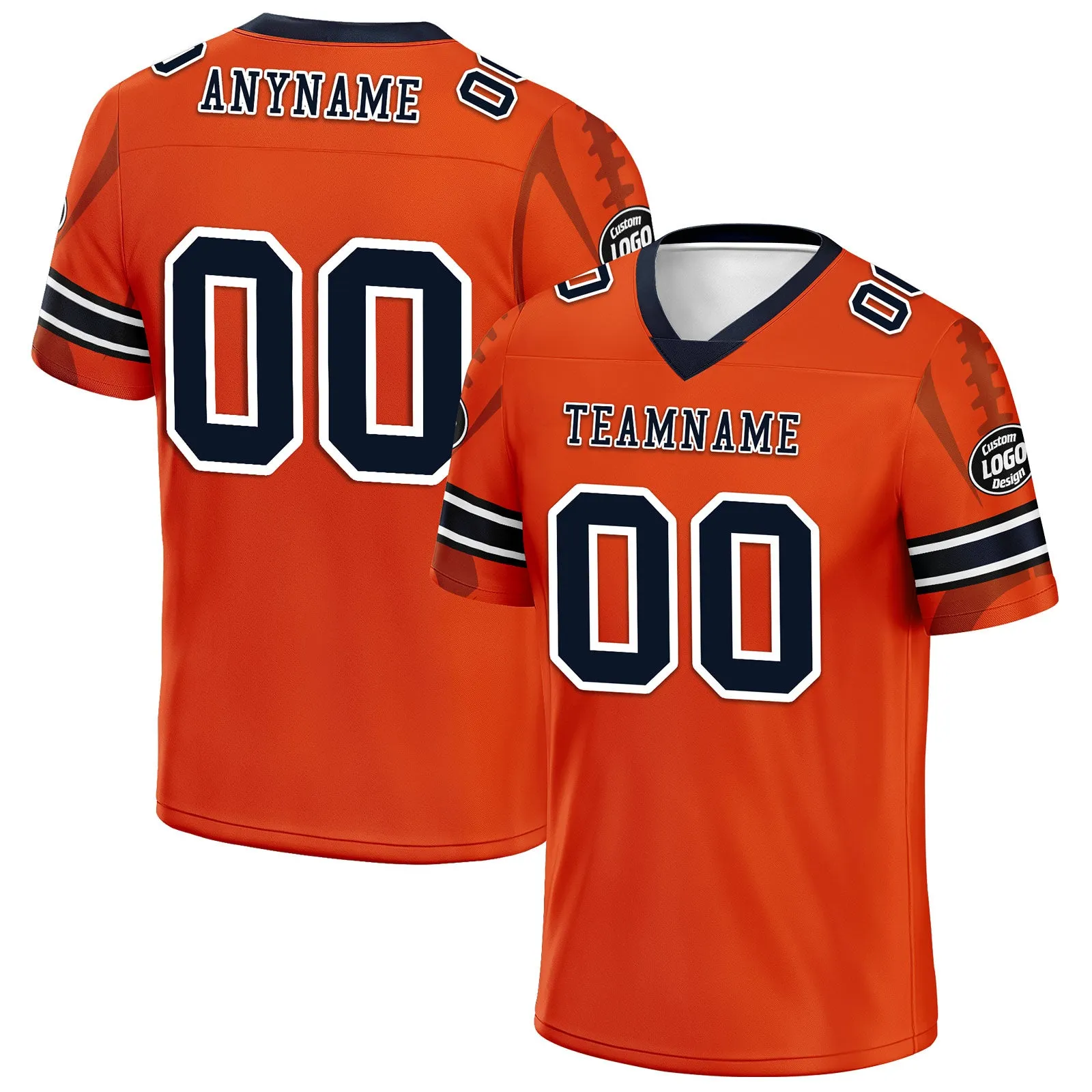 Custom Orange Chicago Football Jersey and Sports Shoes Combo Offer Personalized Combo ZH-D025008-7