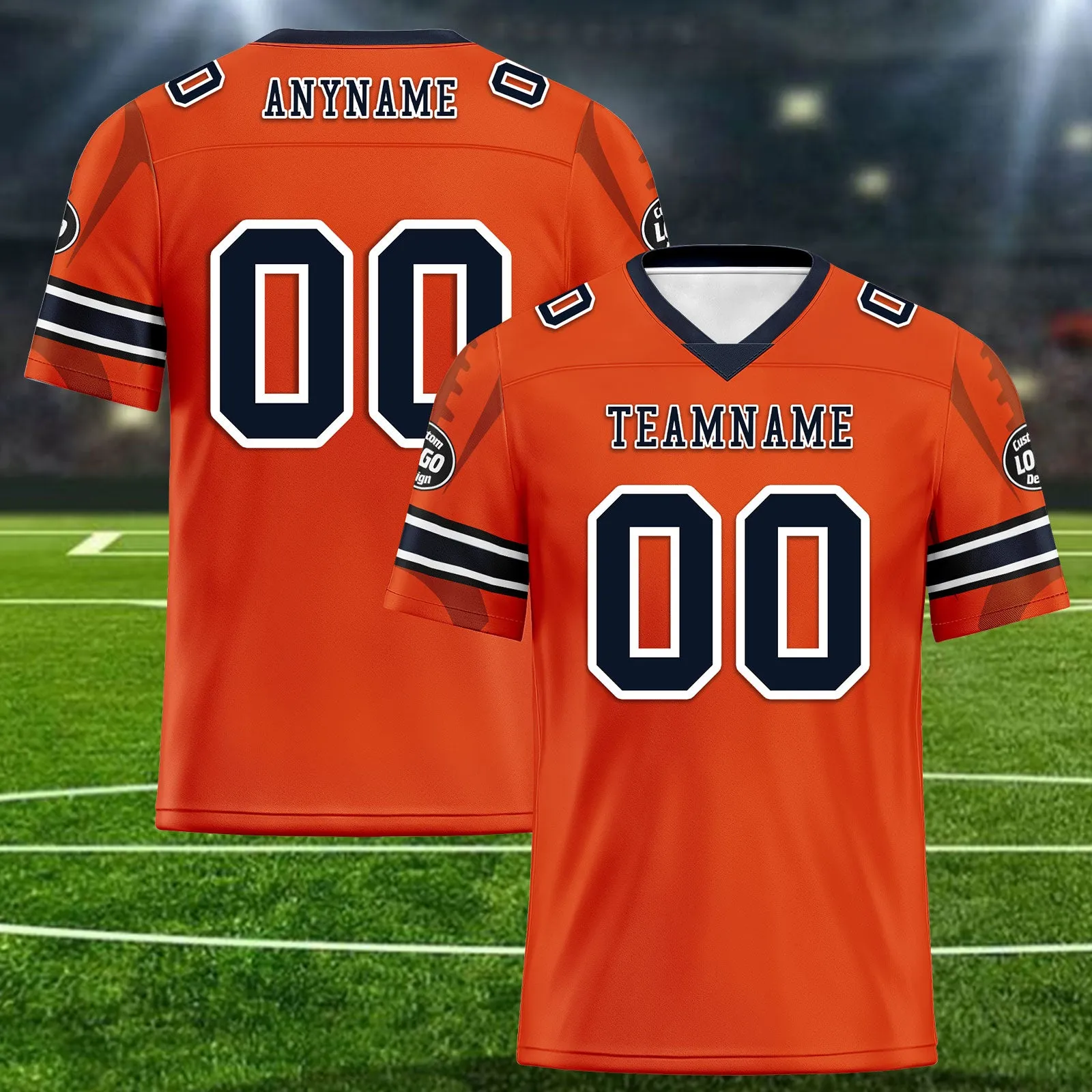 Custom Orange Chicago Football Jersey and Sports Shoes Combo Offer Personalized Combo ZH-D025008-7