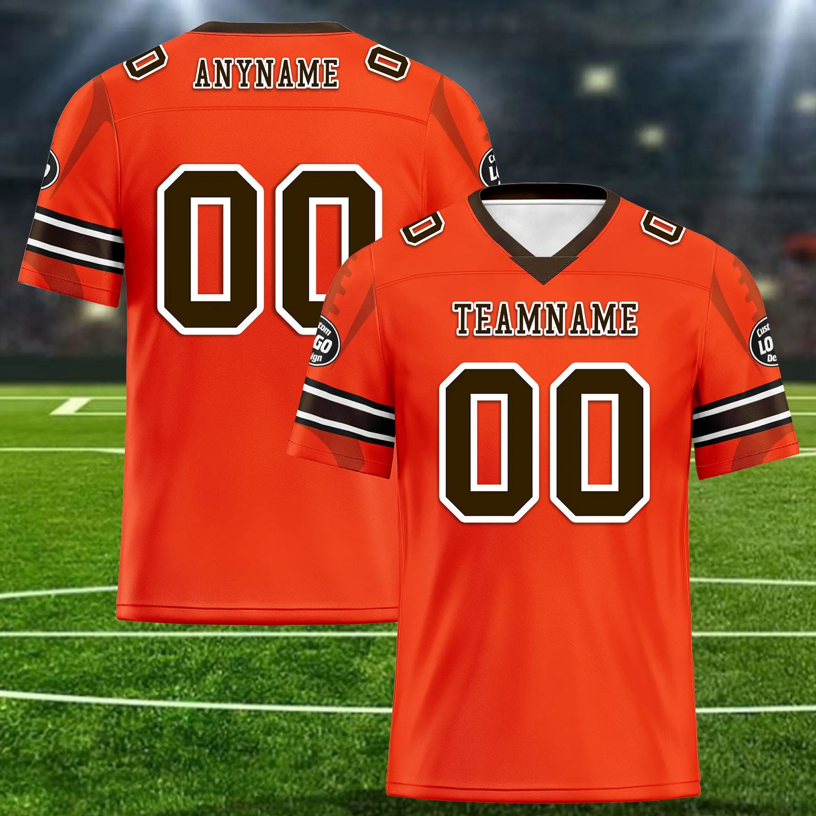 Custom Orange Cleveland Football Jersey and Sports Shoes Combo Offer Personalized Combo ZH-D025008-11