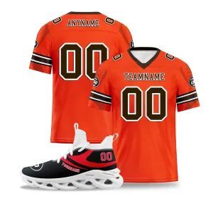 Custom Orange Cleveland Football Jersey and Sports Shoes Combo Offer Personalized Combo ZH-D025008-11