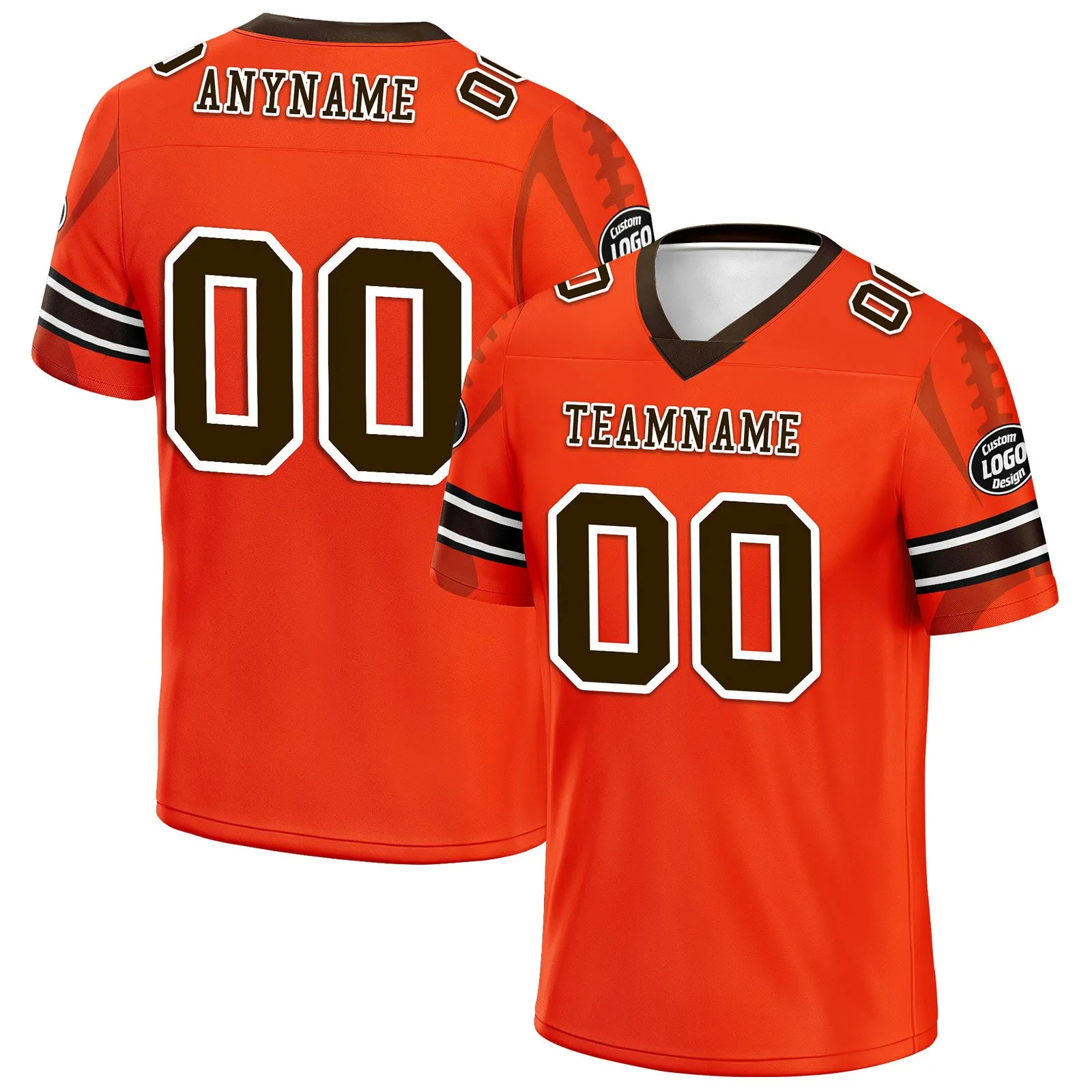 Custom Orange Cleveland Football Jersey and Sports Shoes Combo Offer Personalized Combo ZH-D025008-11