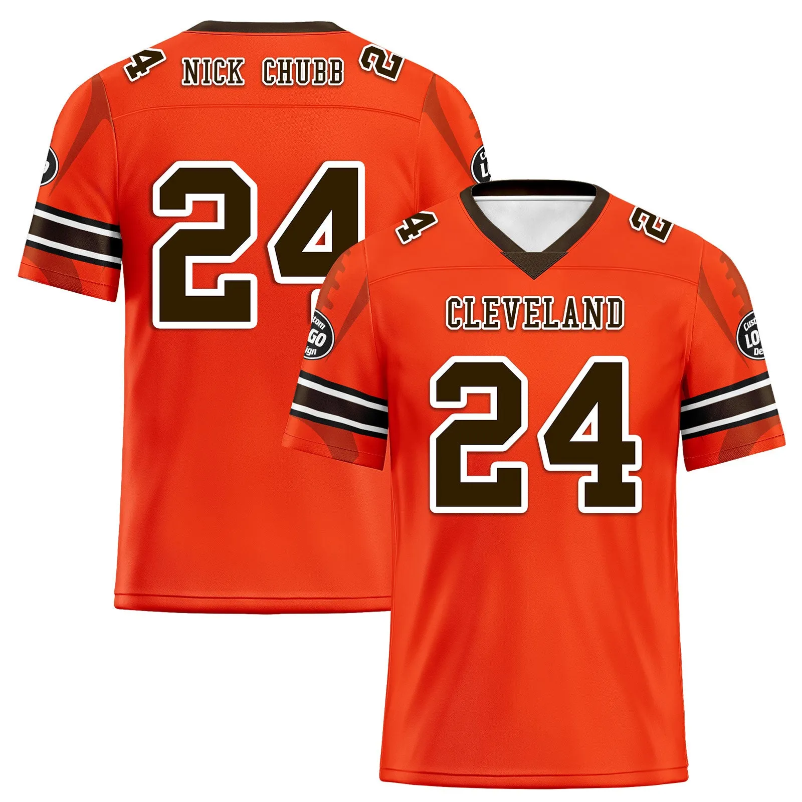 Custom Orange Cleveland Football Jersey and Sports Shoes Combo Offer Personalized Combo ZH-D025008-11