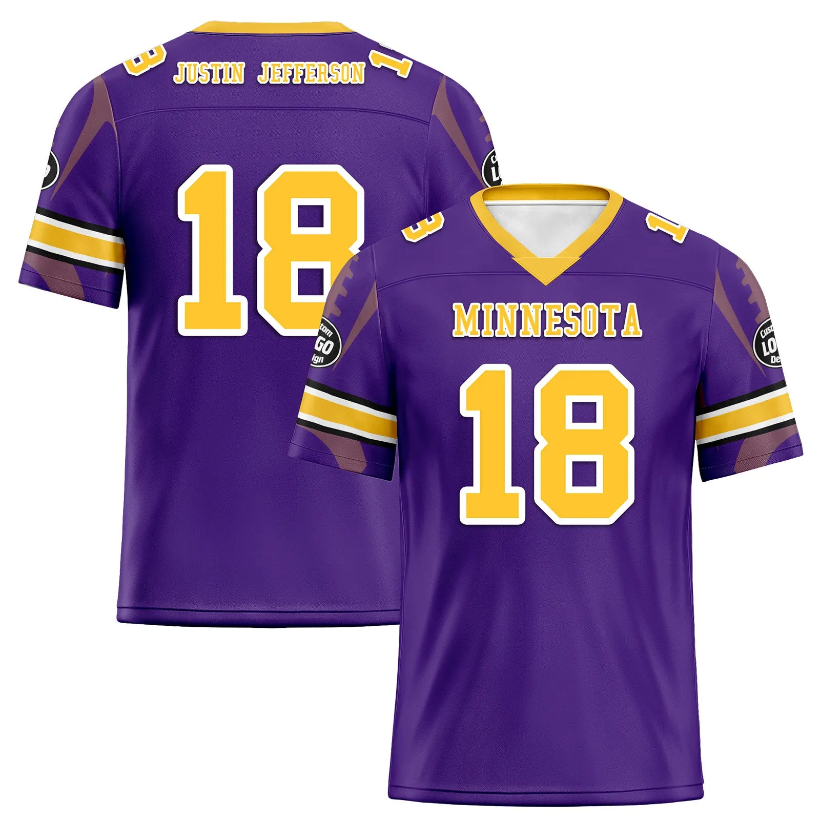 Custom Purple Minnesota Football Jersey and Sports Shoes Combo Offer Personalized Combo ZH-D025008-15