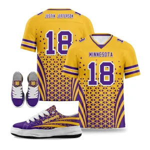 Custom Purple White Minnesota Football Jersey and Sports Shoes Combo Offer Personalized Combo ZH-D023031-17