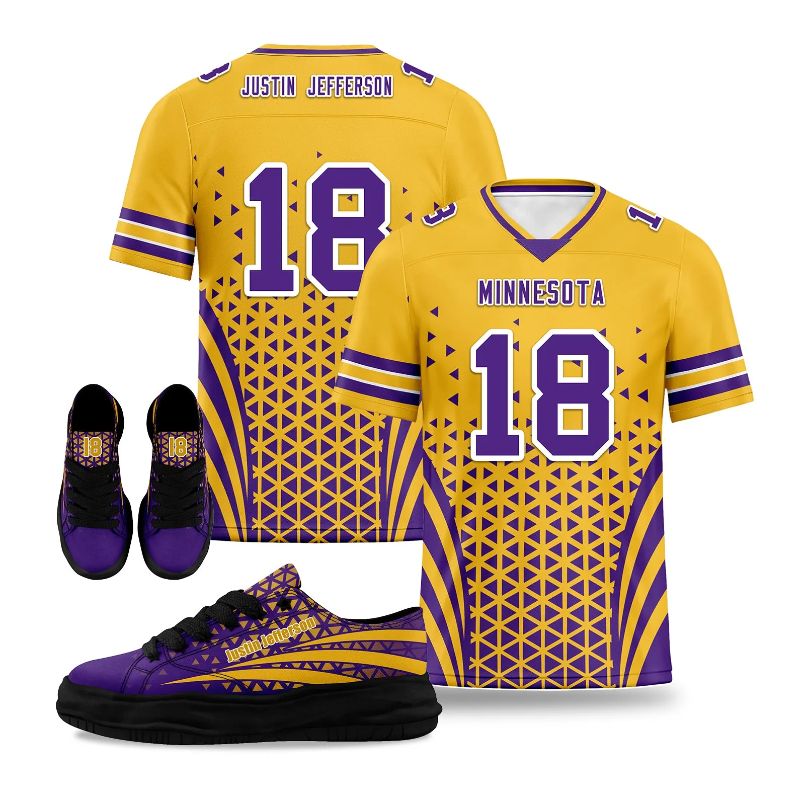 Custom Purple White Minnesota Football Jersey and Sports Shoes Combo Offer Personalized Combo ZH-D023031-17