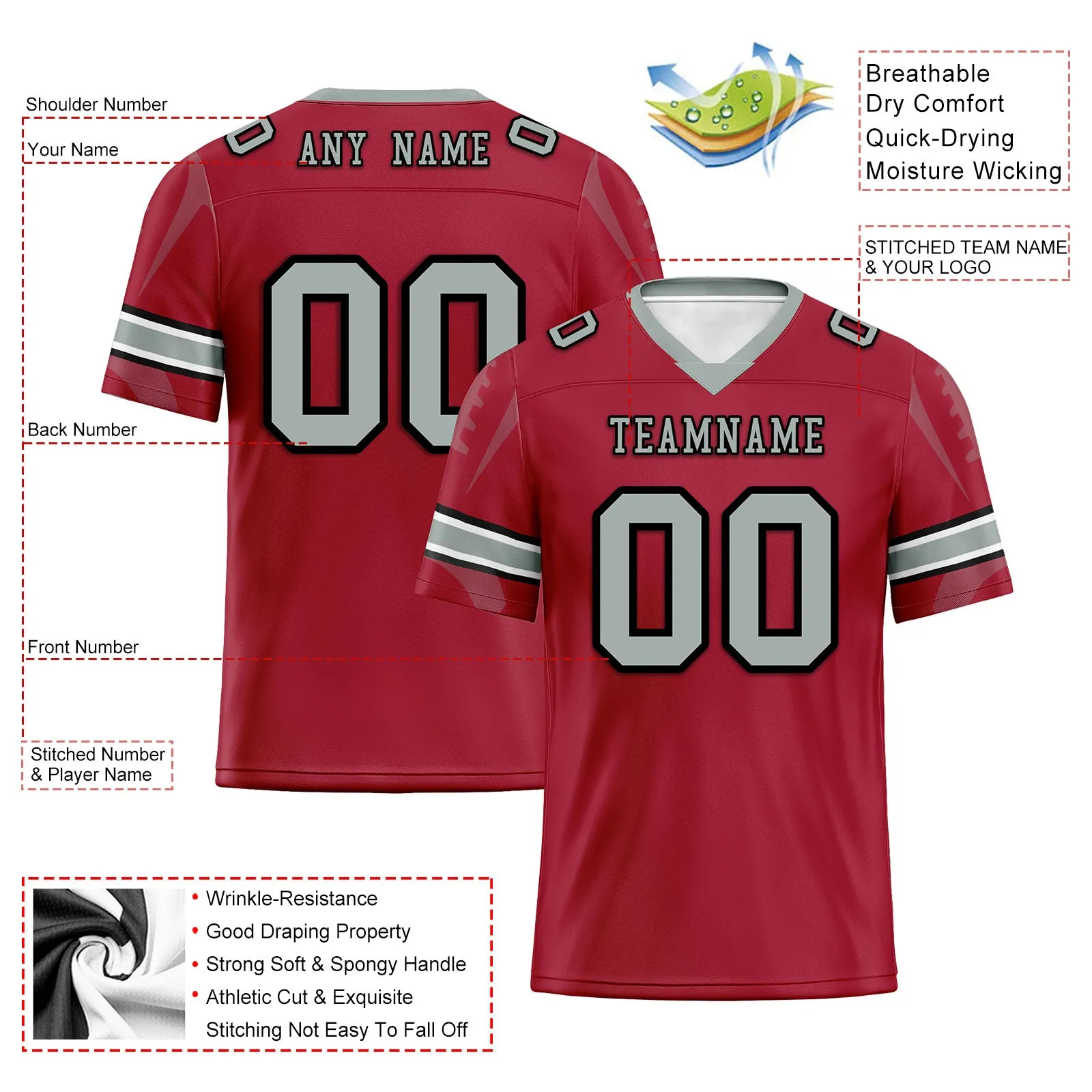 Custom Red Atlanta Football Jersey and Sports Shoes Combo Offer Personalized Combo ZH-D025008-2