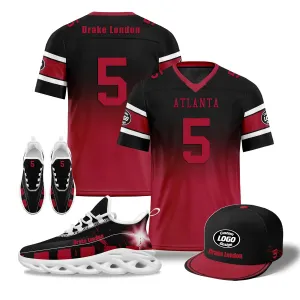 Custom Red Black Atlanta Football MaxSoul Shoes and Hat Combo Offer Personalized Combo ZH-D020268-3