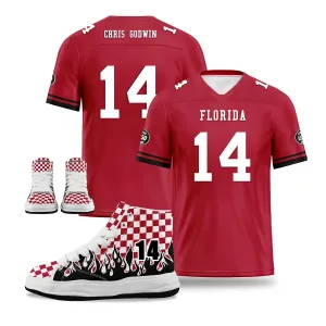 Custom Red Black Tampa Bay Football Jersey and Firesoul Sports Shoes Combo Offer Personalized Combo ZH-D020273-29