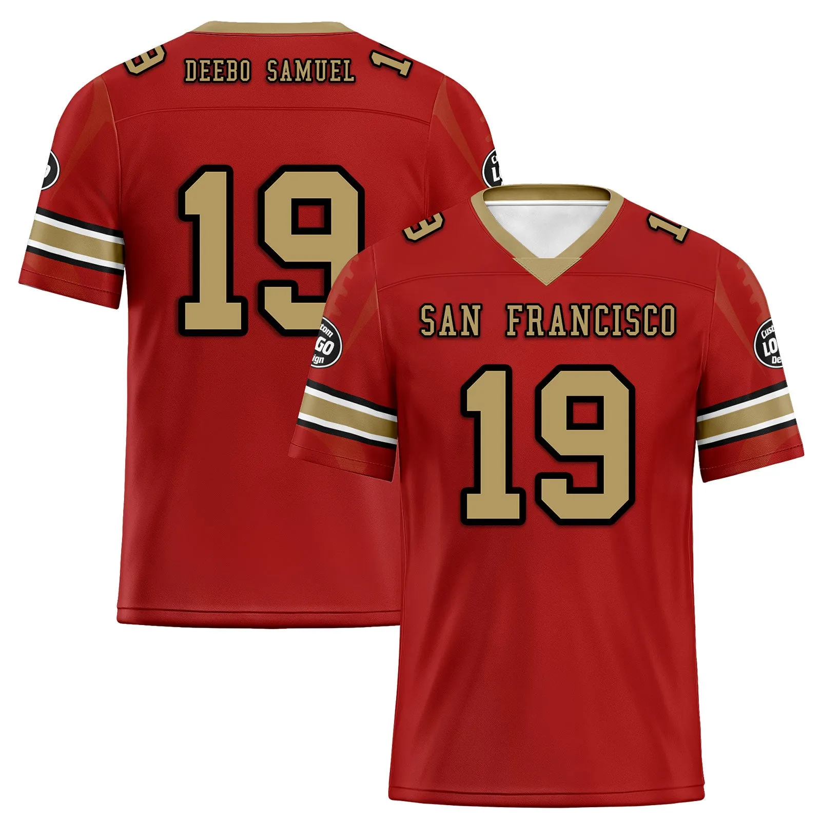 Custom Red San Francisco Football Jersey and Sports Shoes Combo Offer Personalized Combo ZH-D025008-22