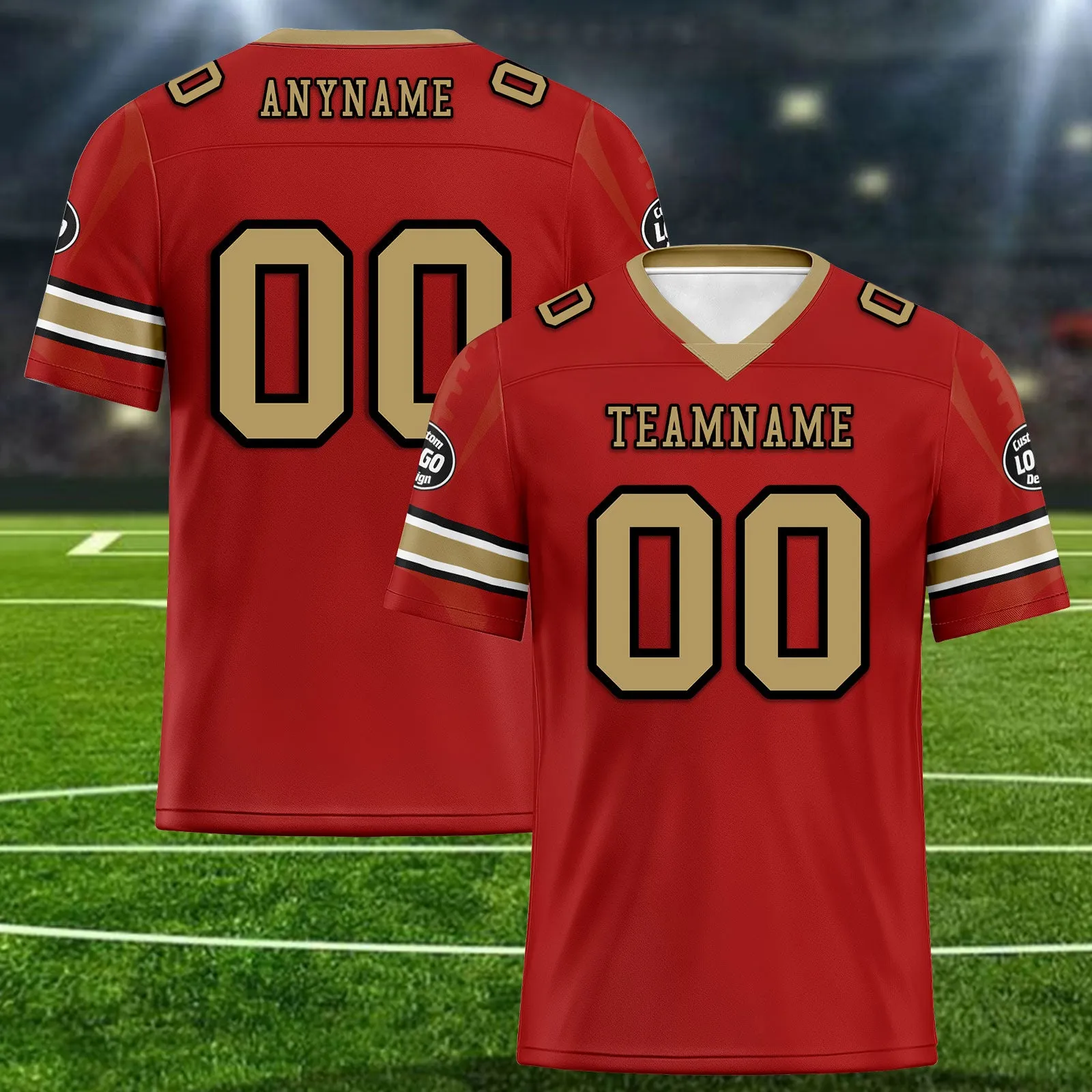 Custom Red San Francisco Football Jersey and Sports Shoes Combo Offer Personalized Combo ZH-D025008-22