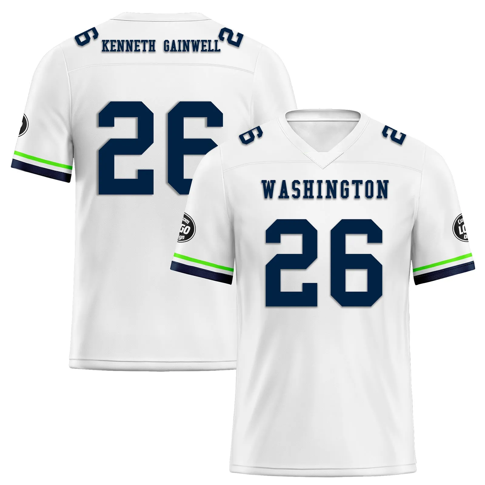 Custom White Blue Green Seattle Football Jersey and Firesoul Sports Shoes Combo Offer Personalized Combo ZH-D020273-27