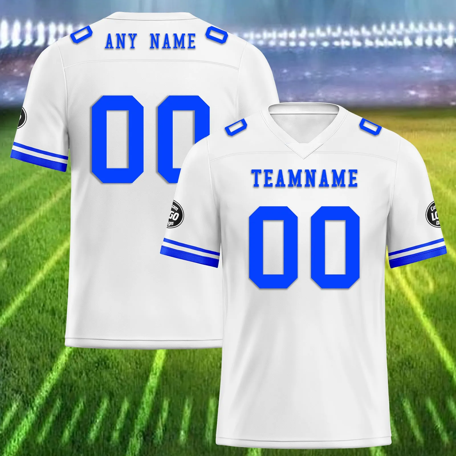 Custom White Blue Indianapolis Football Jersey and Firesoul Sports Shoes Combo Offer Personalized Combo ZH-D020273-14