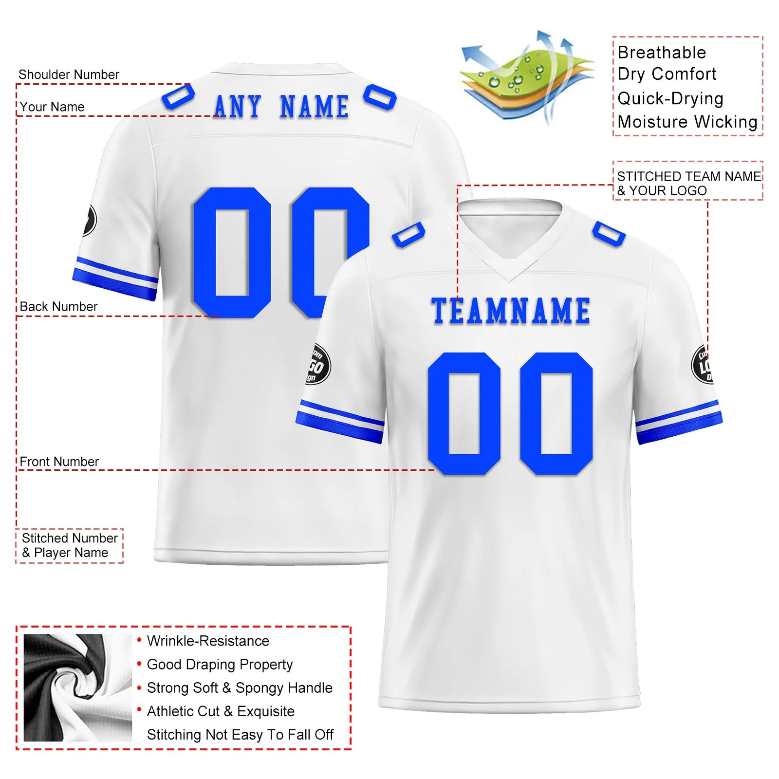 Custom White Blue Indianapolis Football Jersey and Firesoul Sports Shoes Combo Offer Personalized Combo ZH-D020273-14