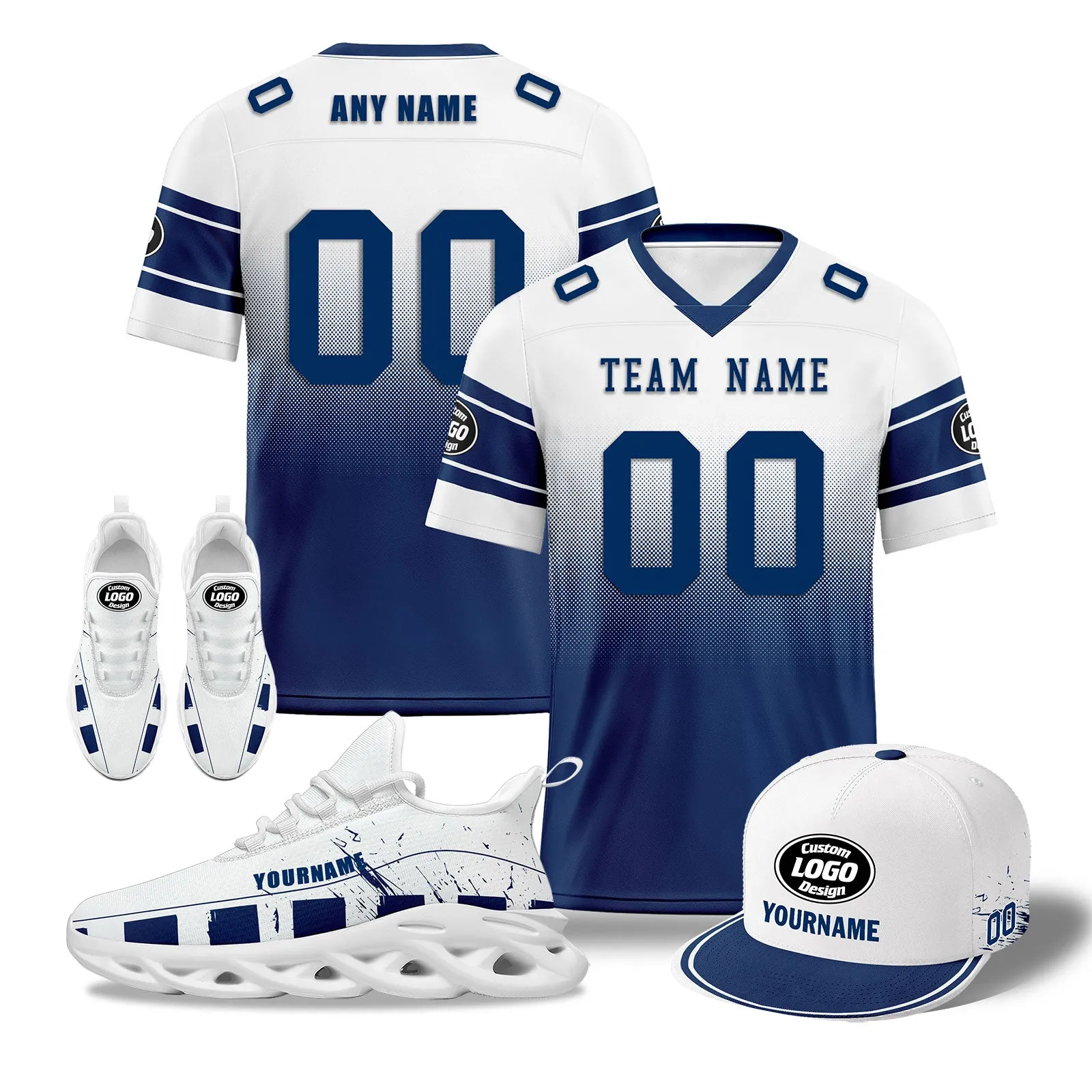 Custom White Blue Indianapolis Football MaxSoul Shoes and Hat Combo Offer Personalized Combo ZH-D020268-14