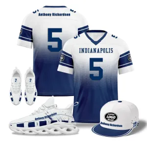 Custom White Blue Indianapolis Football MaxSoul Shoes and Hat Combo Offer Personalized Combo ZH-D020268-14